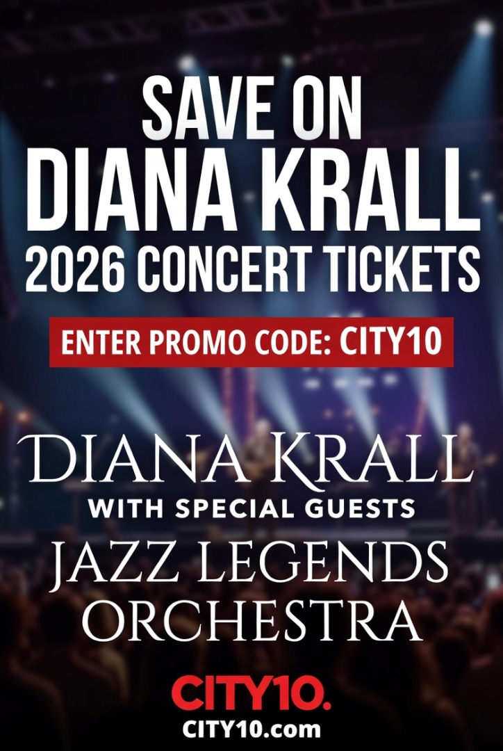 Save on Diana Krall 2026 Concert Tickets - Enter Promo Code CITY10 for Instant Discounts & Best Availability Save on Diana Krall 2026 Concert Tickets - Enter Promo Code CITY10 for Instant Discounts & Best Availability