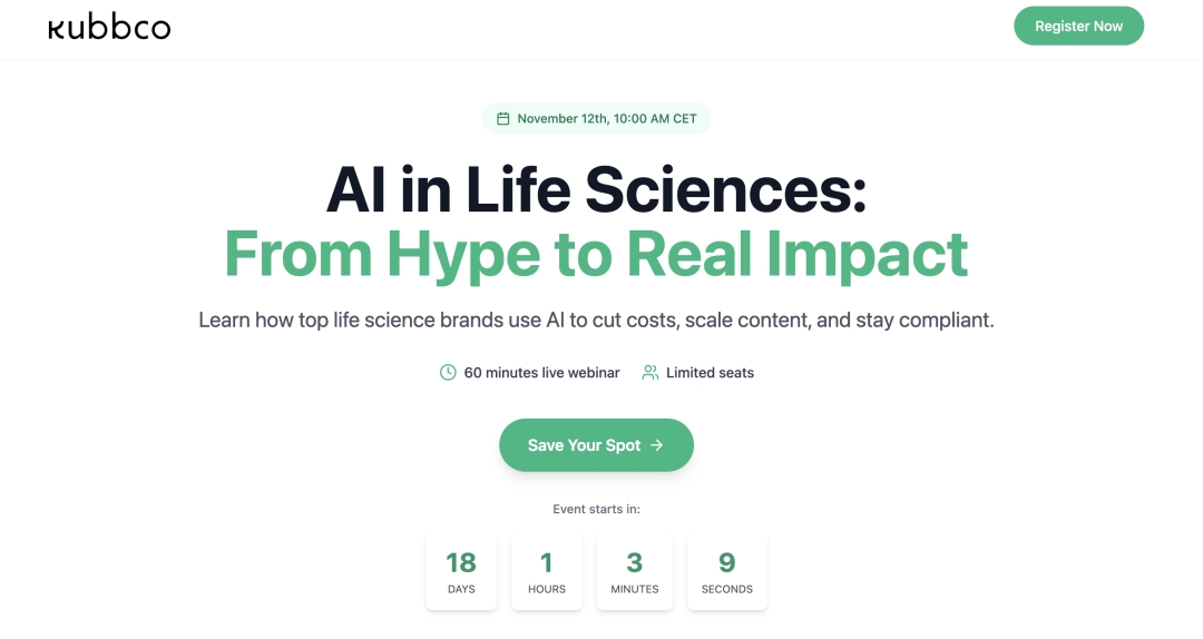 Kubbco Launches "AI for Life Sciences: From Hype to Real Impact" - A Livestream for Pharma, Biotech, and Medtech Leaders Kubbco Launches "AI for Life Sciences: From Hype to Real Impact" - A Livestream for Pharma, Biotech, and Medtech Leaders