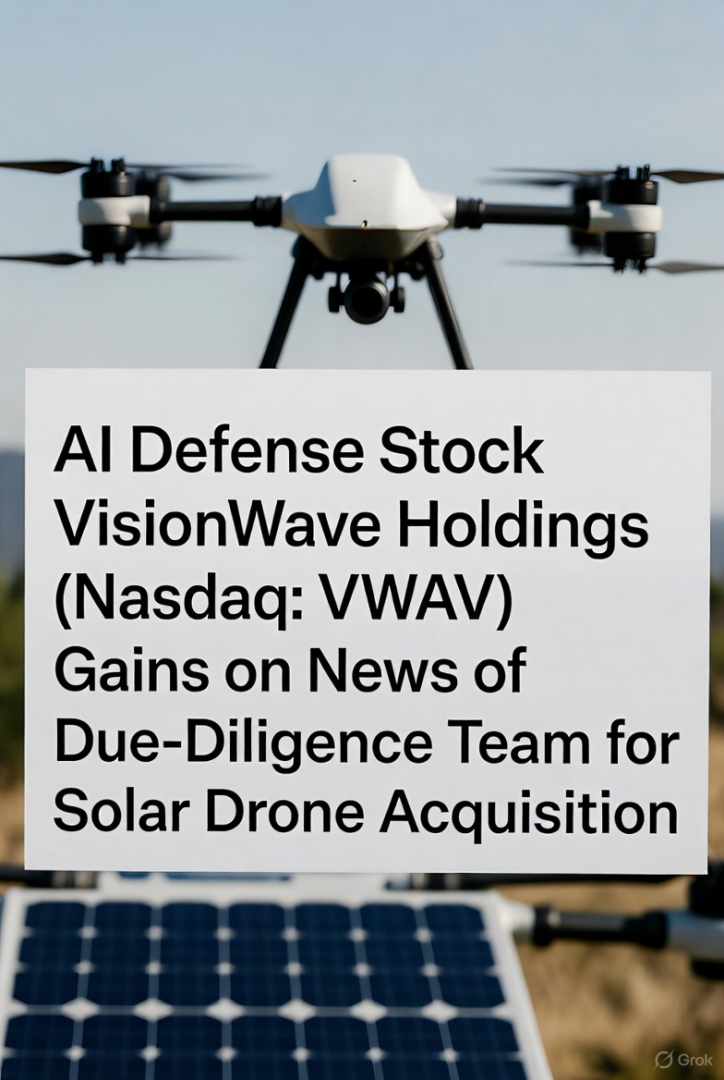 AI Defense Stock VisionWave Holdings ( Nasdaq: VWAV) Gains on News of Due-Diligence Team for Solar Drone Acquisition AI Defense Stock VisionWave Holdings ( Nasdaq: VWAV) Gains on News of Due-Diligence Team for Solar Drone Acquisition