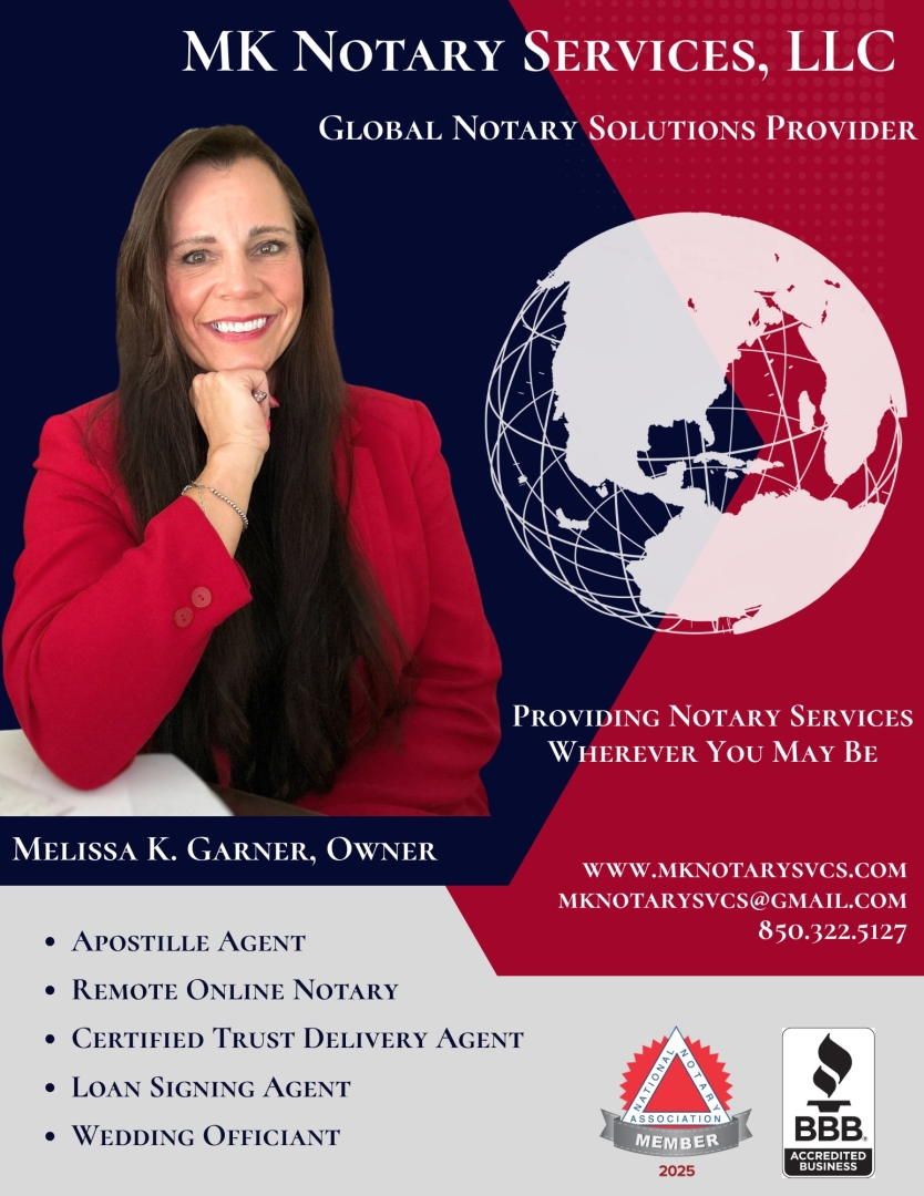 MK Notary Services, Led by CEO Melissa K. Garner, Strengthens Mobile and Remote Notarization Solutions Across Florida MK Notary Services, Led by CEO Melissa K. Garner, Strengthens Mobile and Remote Notarization Solutions Across Florida