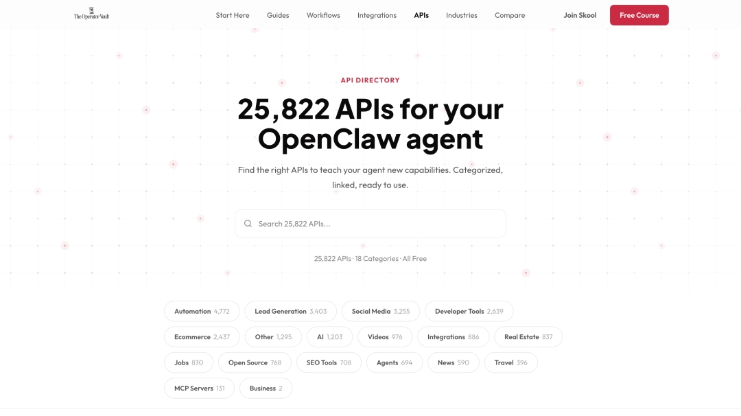 The Operator Vault Publishes Free OpenClaw API Database for AI Agent Builders