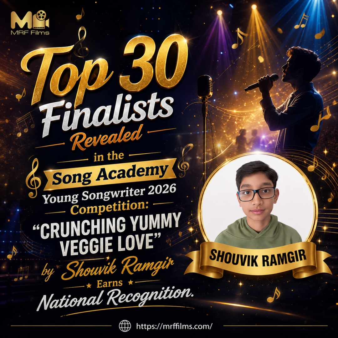 Top 30 Finalists Revealed in the Song Academy Young Songwriter 2026 Competition: "CRUNCHING YUMMY VEGGIE LOVE" by Shouvik Ramgir Earns National Recognition Top 30 Finalists Revealed in the Song Academy Young Songwriter 2026 Competition: "CRUNCHING YUMMY VEGGIE LOVE" by Shouvik Ramgir Earns National Recognition
