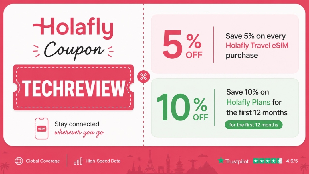 Holafly Coupon TECHREVIEW: Exclusive eSIM Discount for Travelers Holafly Coupon TECHREVIEW: Exclusive eSIM Discount for Travelers
