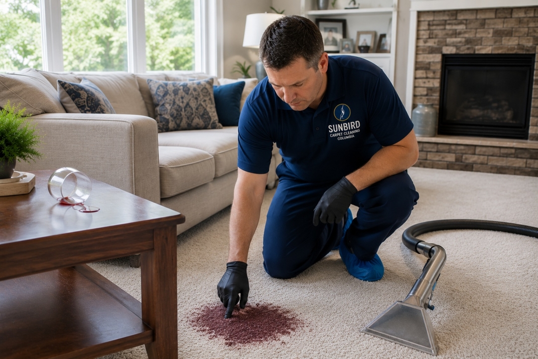 Sunbird Carpet Cleaning of Columbia Says One Red Wine Spill Still Stands Out After 20 Years Sunbird Carpet Cleaning of Columbia Says One Red Wine Spill Still Stands Out After 20 Years