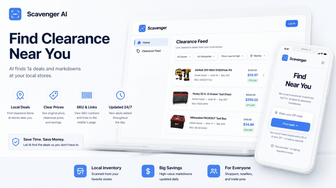 Scavenger AI Launches Platform That Uses Artificial Intelligence to Surface In-Store Clearance Deals for U.S. Shoppers