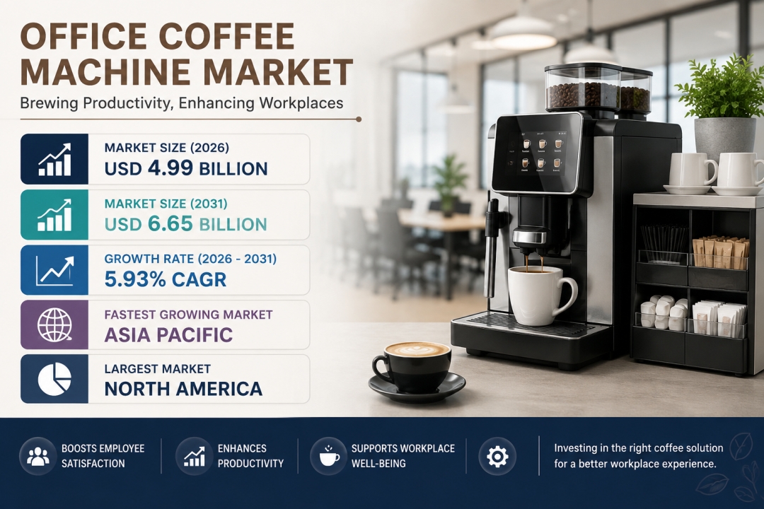 Office Coffee Machine Market to Reach USD 6.65 Billion by 2031 as Premium Coffee, Hybrid Work and Connected Systems Shape Demand, Says Mordor Intelligence Office Coffee Machine Market to Reach USD 6.65 Billion by 2031 as Premium Coffee, Hybrid Work and Connected Systems Shape Demand, Says Mordor Intelligence
