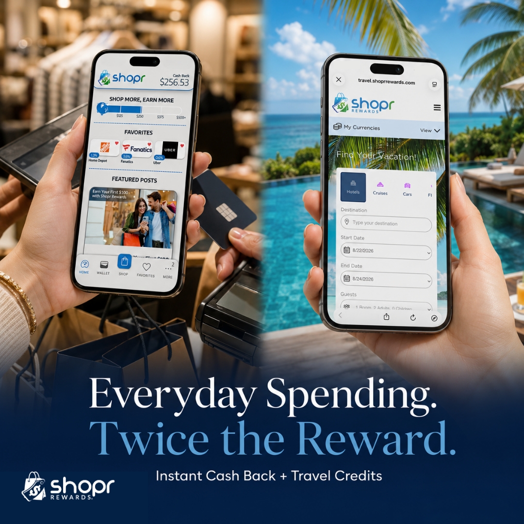Shopr Rewards Brings Immediate Cash Back and Future Travel Savings Together on Everyday Purchases Shopr Rewards Brings Immediate Cash Back and Future Travel Savings Together on Everyday Purchases
