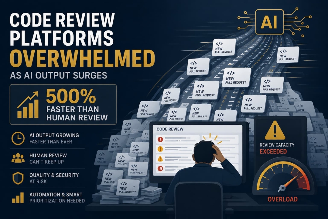Code Review Platforms Overwhelmed as AI Output Surges 500% Faster Than Human Review Code Review Platforms Overwhelmed as AI Output Surges 500% Faster Than Human Review