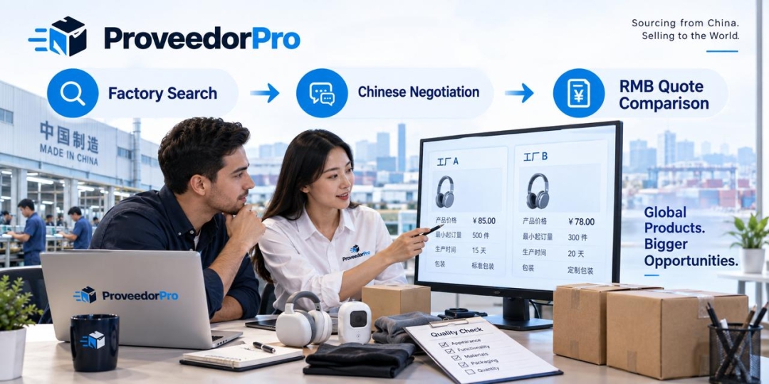 ProveedorPro comparing factory-direct sourcing options through Chinese-language negotiation and RMB quotations.
