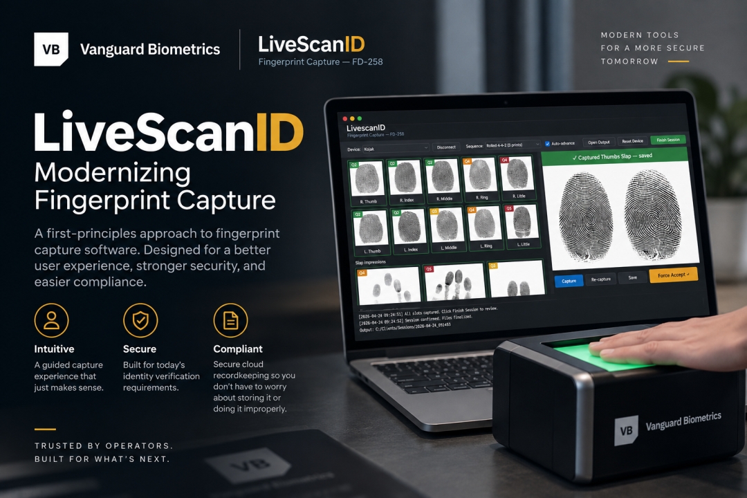 Vanguard Biometrics Introduces LiveScanID, Reimagining Fingerprint Capture Software Around User Experience, Security and Compliance
