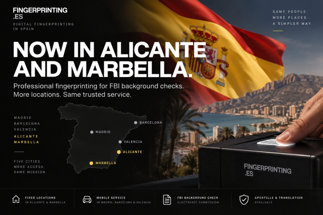 Fingerprinting.es Expands in Spain With New Fingerprinting Locations in Alicante and Marbella