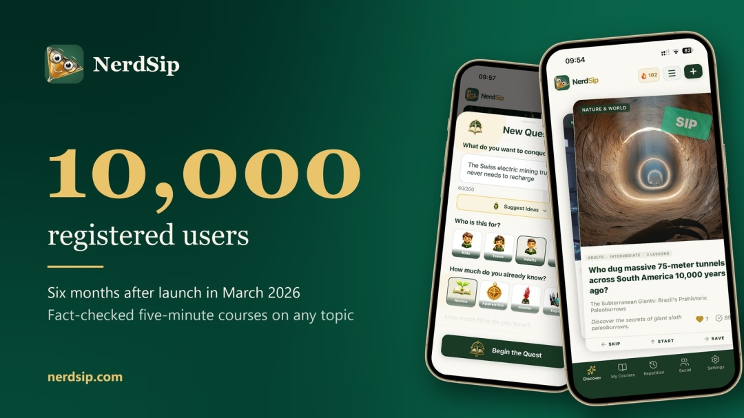 NerdSip Reaches 10,000 Registered Users Six Months After Launch NerdSip Reaches 10,000 Registered Users Six Months After Launch