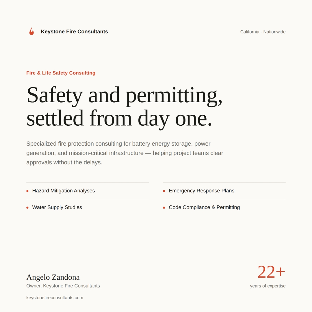 Angelo Zandona Brings 22+ Years of Fire & Life Safety Expertise to Battery Energy Storage Projects Nationwide Angelo Zandona Brings 22+ Years of Fire & Life Safety Expertise to Battery Energy Storage Projects Nationwide