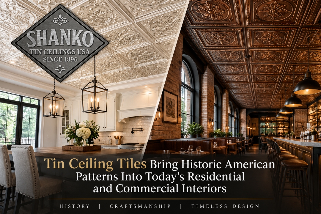 Tin Ceiling Tiles Bring Historic American Patterns Into Today’s Residential and Commercial Interiors Tin Ceiling Tiles Bring Historic American Patterns Into Today’s Residential and Commercial Interiors
