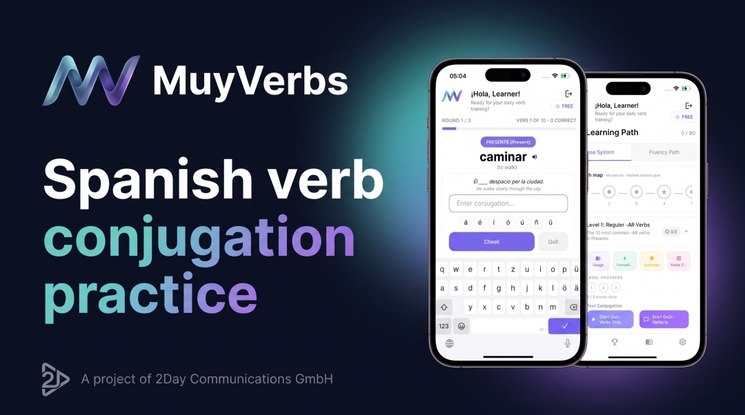 An app to practice Spanish verb conjugation: MuyVerbs focuses on daily recall