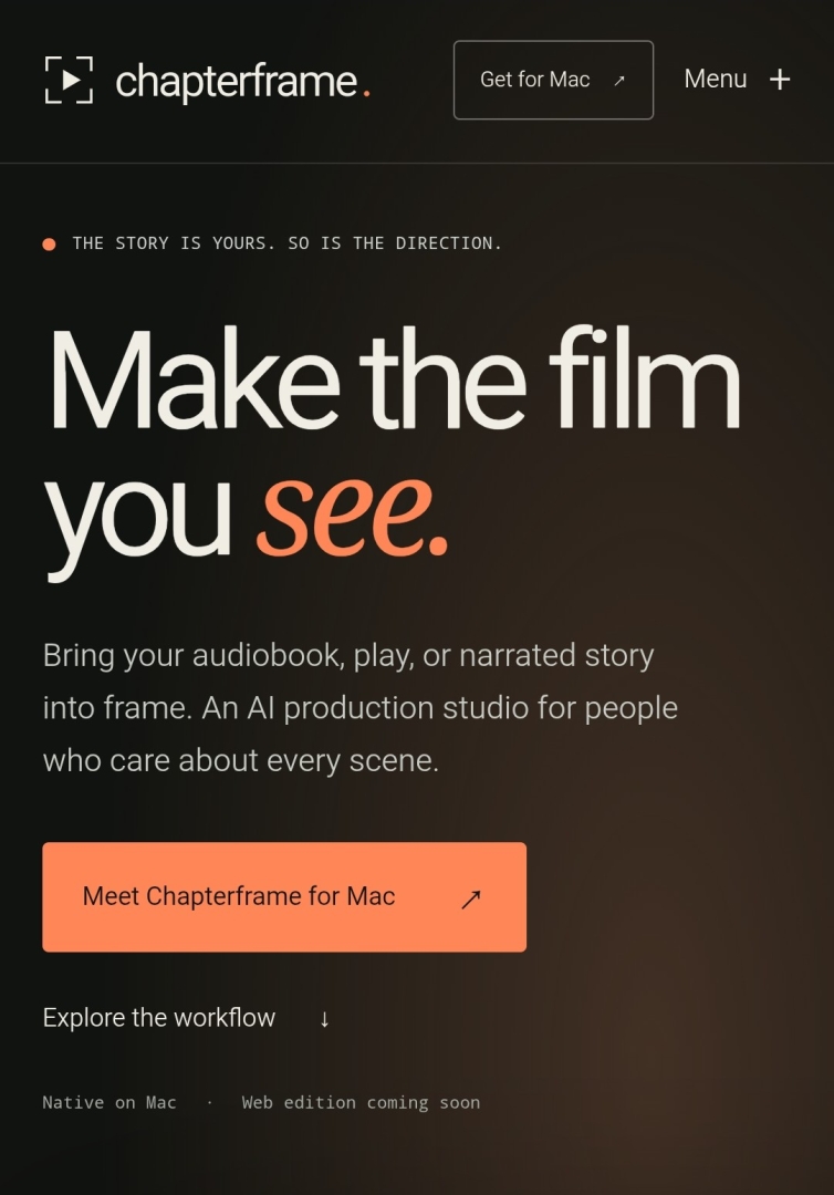 Chapterframe.ai Launches Groundbreaking AI Filmmaking Workspace, Giving Storytellers Full Creative Control Over Visual Production