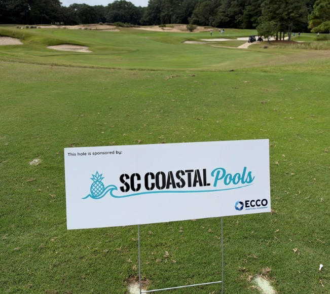 SC Coastal Pools serves as hole sponsor at the 14th annual ECCO charity golf tournament at Bulls Bay Golf Club