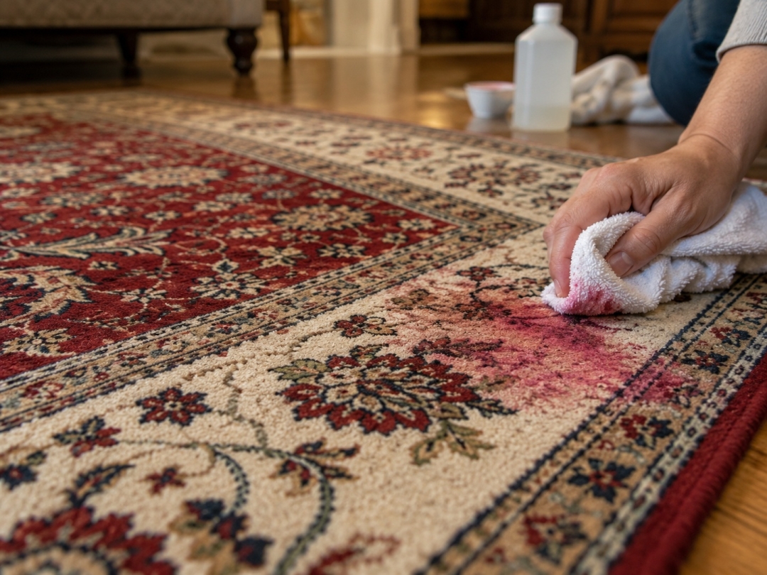 Feet Up Carpet Cleaning of Towson Warns That DIY Rug Spot Cleaning Can Cause Permanent Dye Bleeding