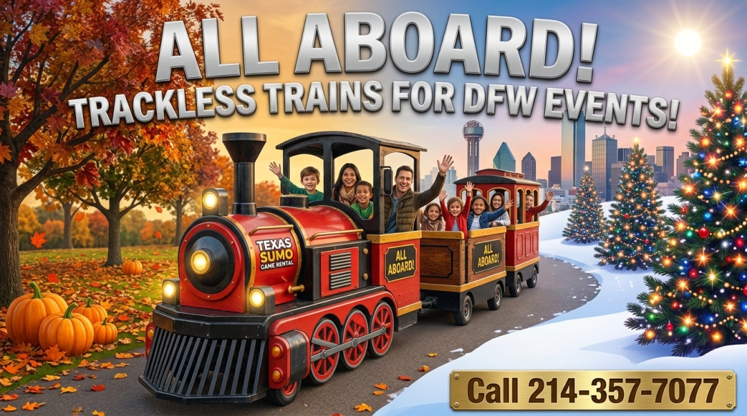 All Aboard! Texas Sumo Game Rental Brings Trackless Train Rentals to Fall and Holiday Events