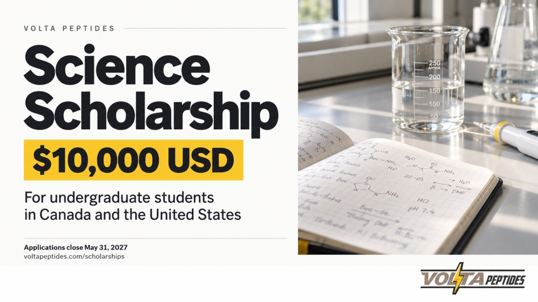 North American Research Grade Peptide Supplier Volta Peptides Launches $10,000 USD Science Scholarship for Undergraduate Students in Canada and the United States
