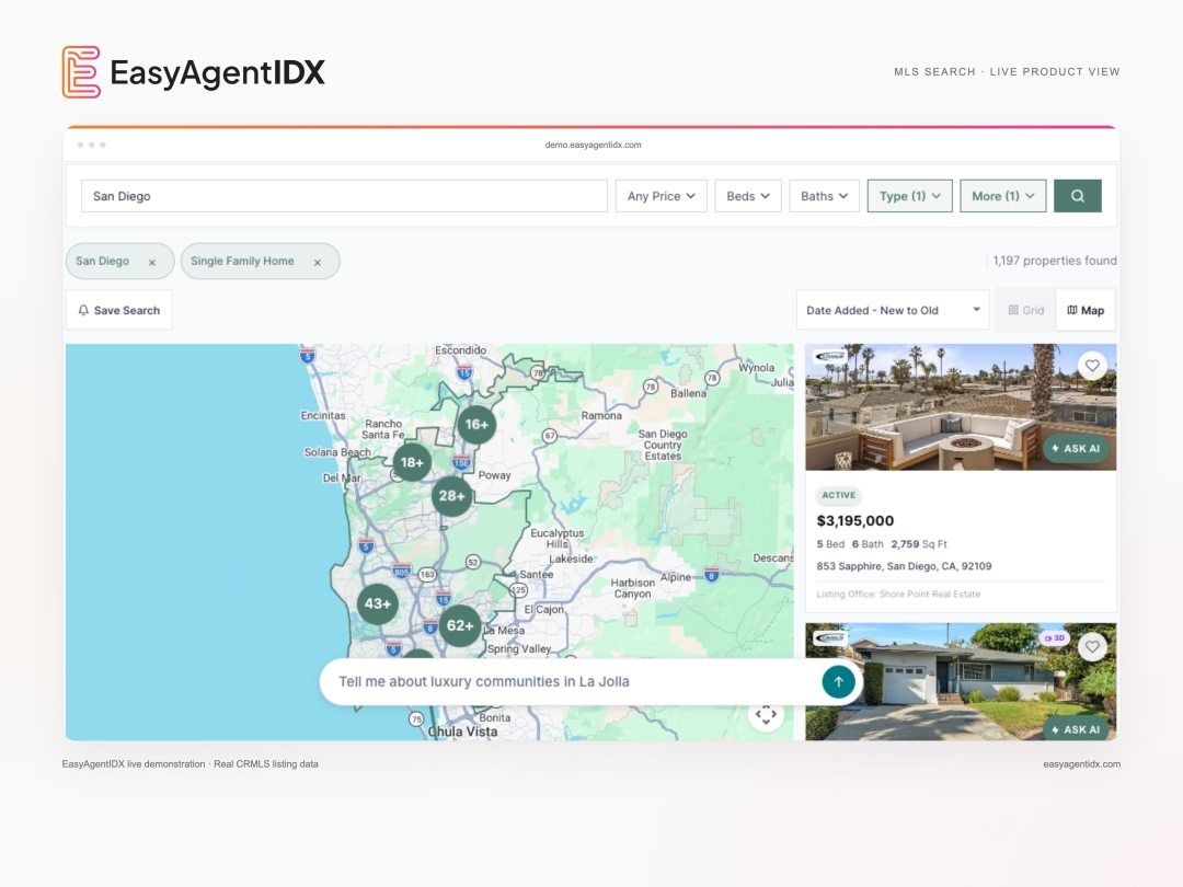 EasyAgentIDX Launches IDX Platform With Developer API and AI Connections for Real Estate Websites