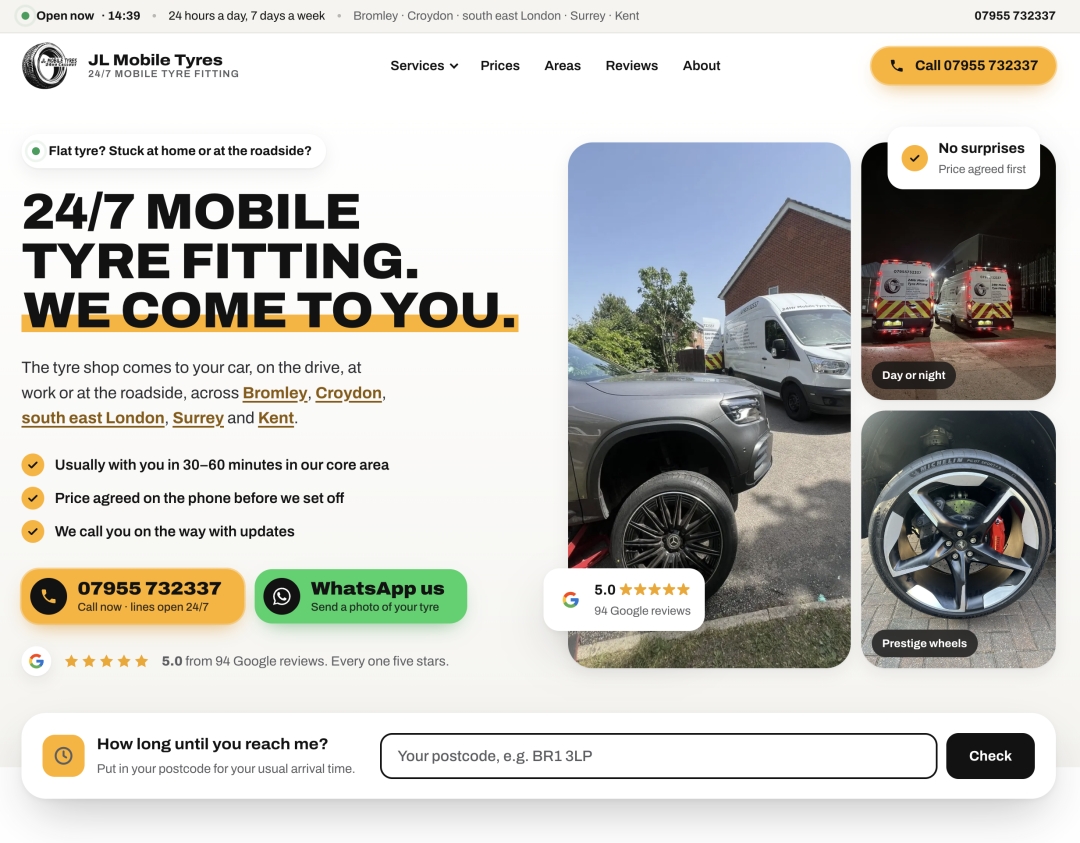 JL Mobile Tyres launches a new website built for drivers with a flat tyre