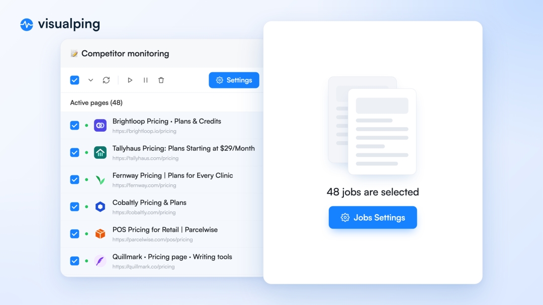 Visualping Users on Every Plan Can Now Edit and Add Pages in Bulk