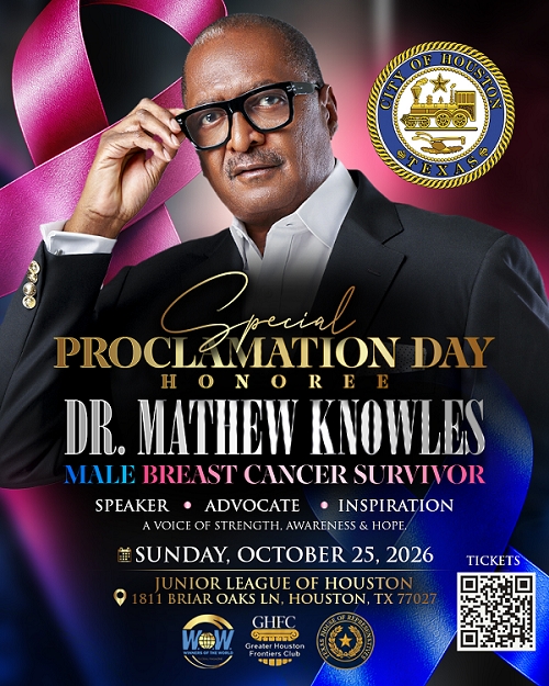 Houston to Honor Global Music Icon and Male Breast Cancer Survivor Dr. Mathew Knowles with Special Proclamation Day on October 25, 2026