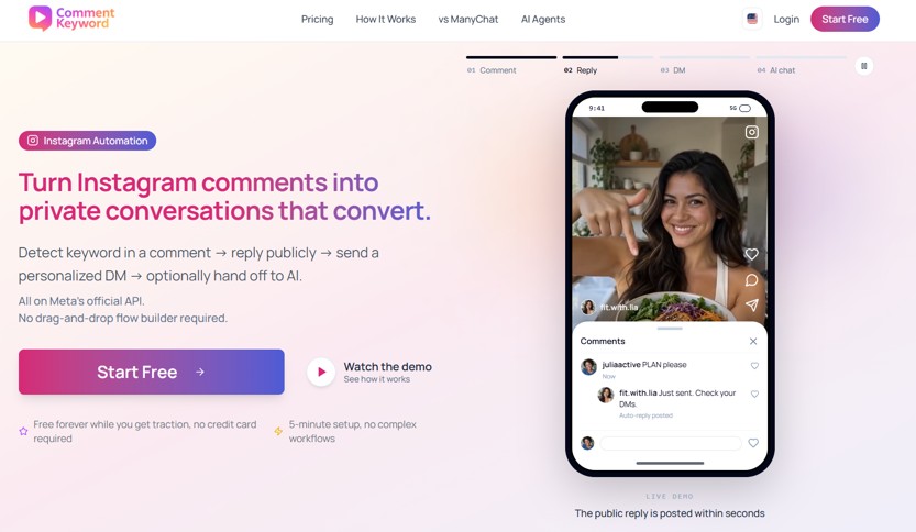 CommentKeyword officially launches as a ManyChat alternative for Instagram comment-to-DM automation