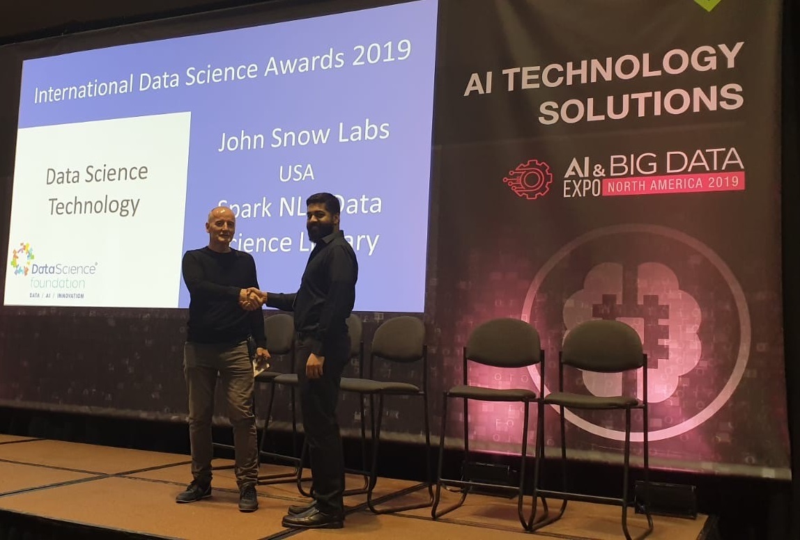 John Snow Labs wins the 2019 International Data Science Technology Award John Snow Labs wins the 2019 International Data Science Technology Award