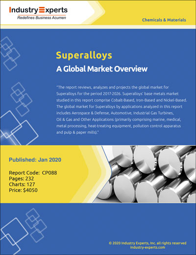 Aerospace & Defense Leads Global Superalloys Market to Touch about $10 Billion by 2026 - Market Research Report (2019-2026) by Industry Experts, Inc.