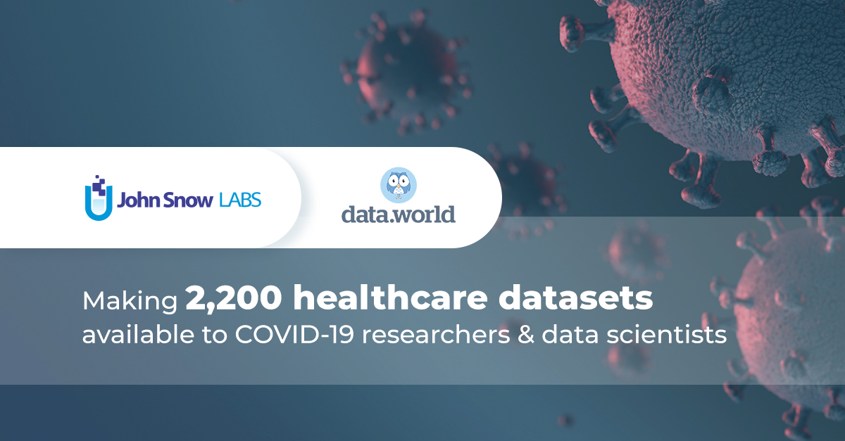 Data.World And John Snow Labs Partner To Make 2,200 Current, Linked, And Expert-Curated Healthcare Datasets Available To Covid-19 Researchers & Data Scientists