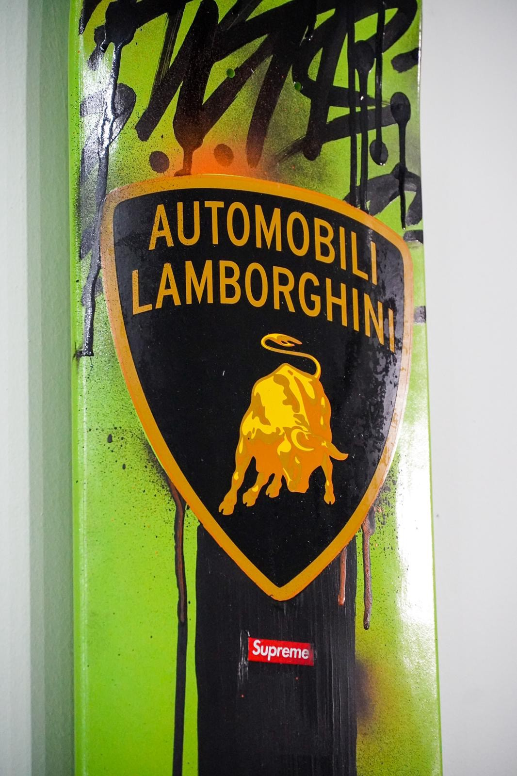 Tags on Supreme x Lamborghini Skateboard deck by Enrique Enn | Get News