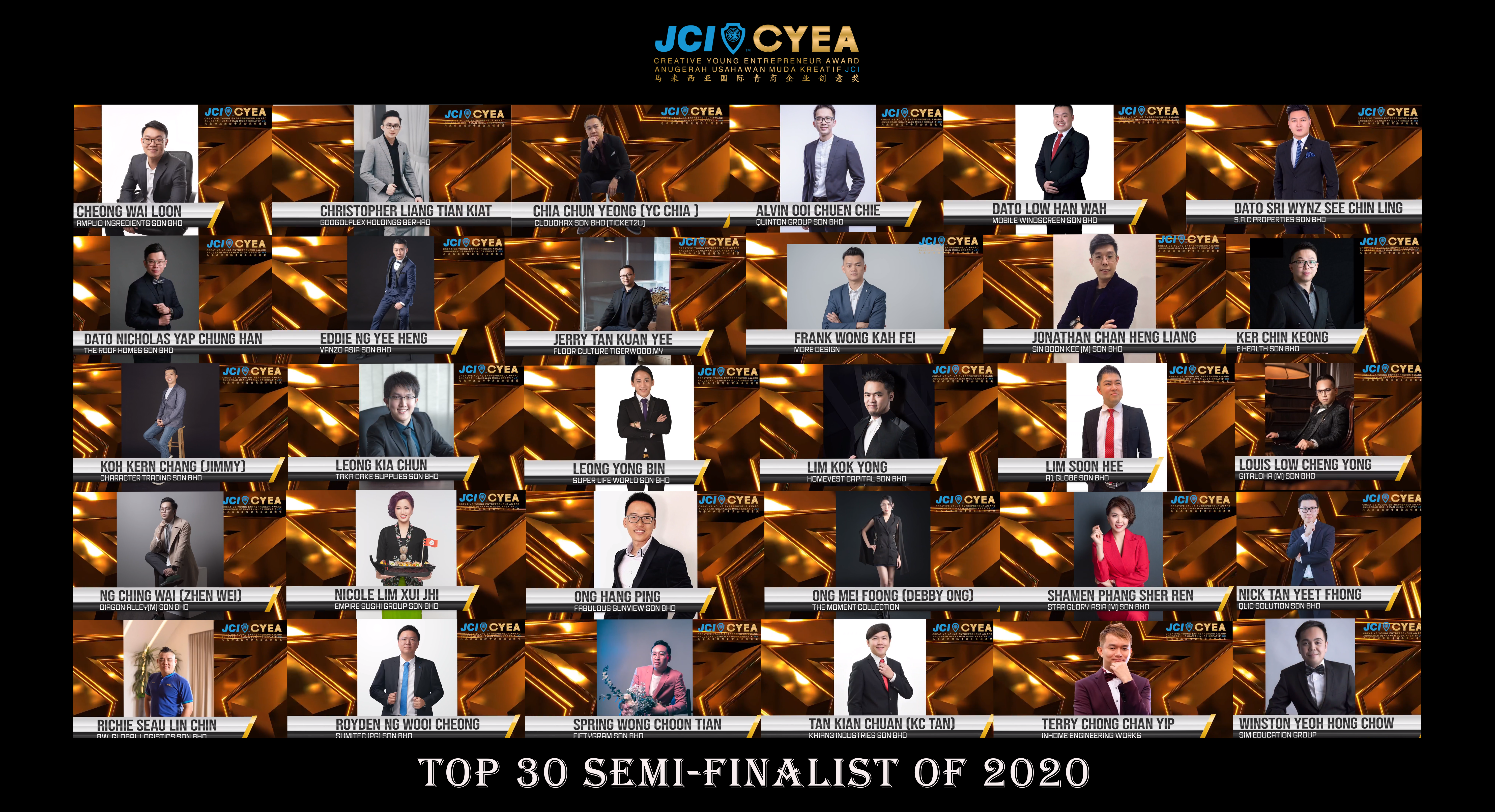 Junior Chamber International Malaysia (JCI) announces its top 30 Nominees for JCI Creative Young Entrepreneur Award 2020 (CYEA)