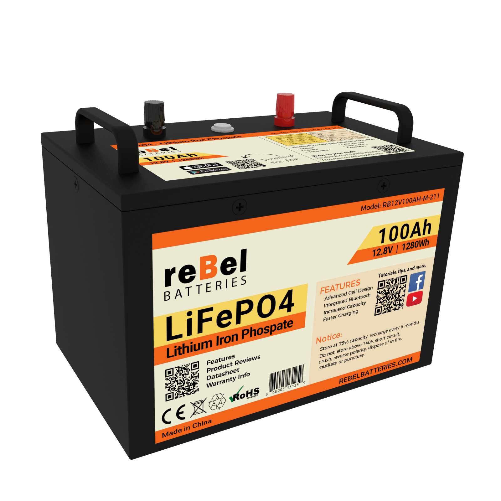 LIFEPO 12v 100ah. Lithium Iron phosphate Batteries - 12v 30ah to 100ah. Hankook UHPB 100ah.