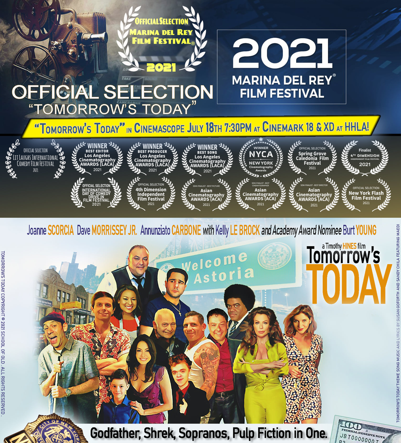 "Tomorrow's Today" with Kelly Le Brock and Burt Young to Play in Marina Del Rey Film Festival July 18th "Tomorrow's Today" with Kelly Le Brock and Burt Young to Play in Marina Del Rey Film Festival July 18th