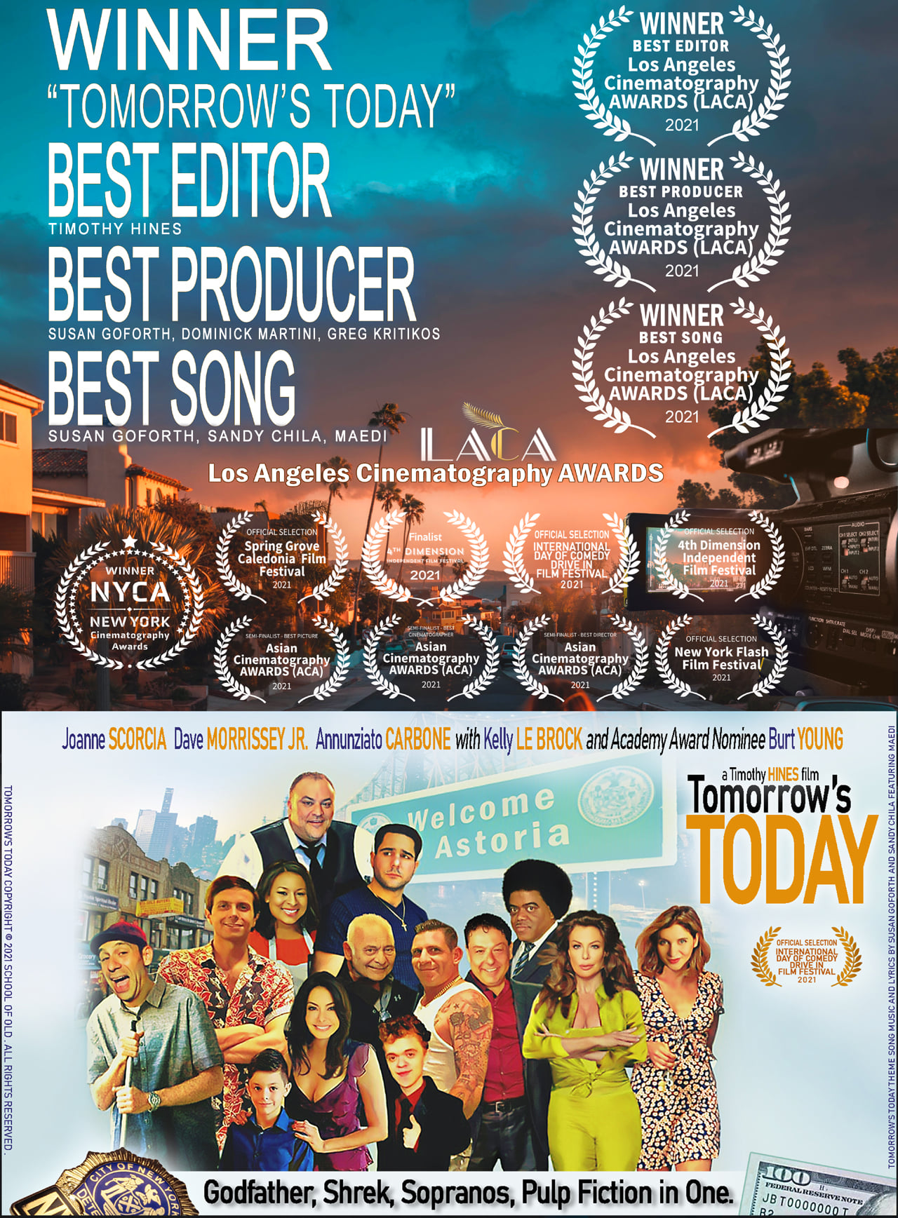 Timothy Hines' "Tomorrow's Today" with Kelly Le Brock and Burt Young, picks up 3 Wins at the Los Angeles Cinematography Awards Timothy Hines' "Tomorrow's Today" with Kelly Le Brock and Burt Young, picks up 3 Wins at the Los Angeles Cinematography Awards
