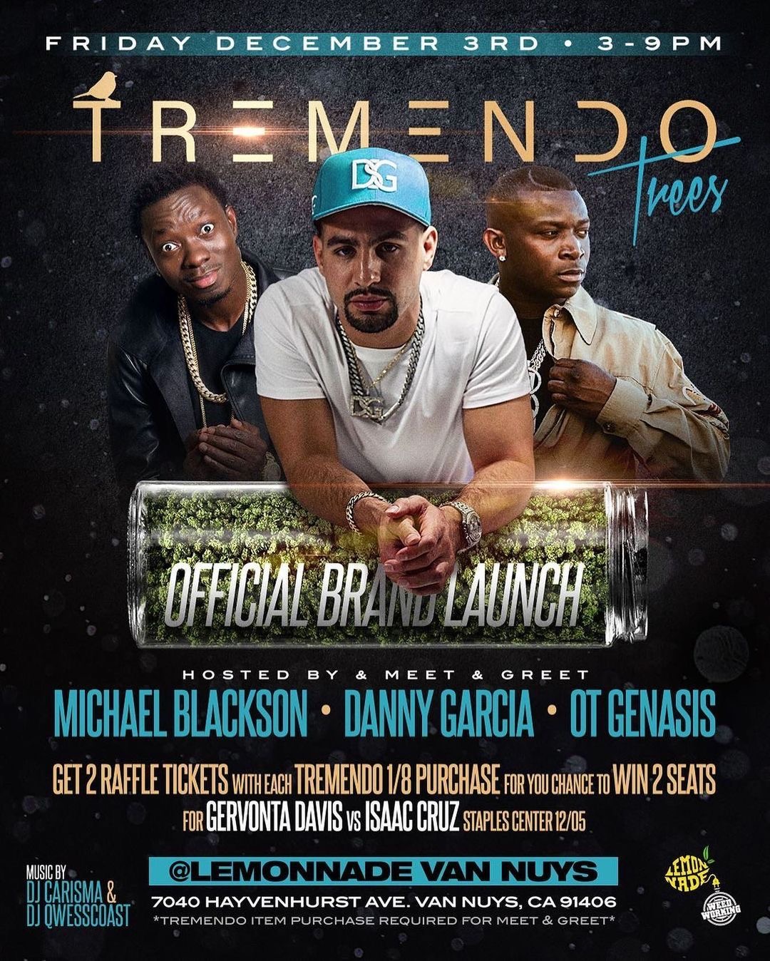 Danny Garcia, Michael Blackson and OT Genasis to Host TREMENDO TREES Brand Launch Event