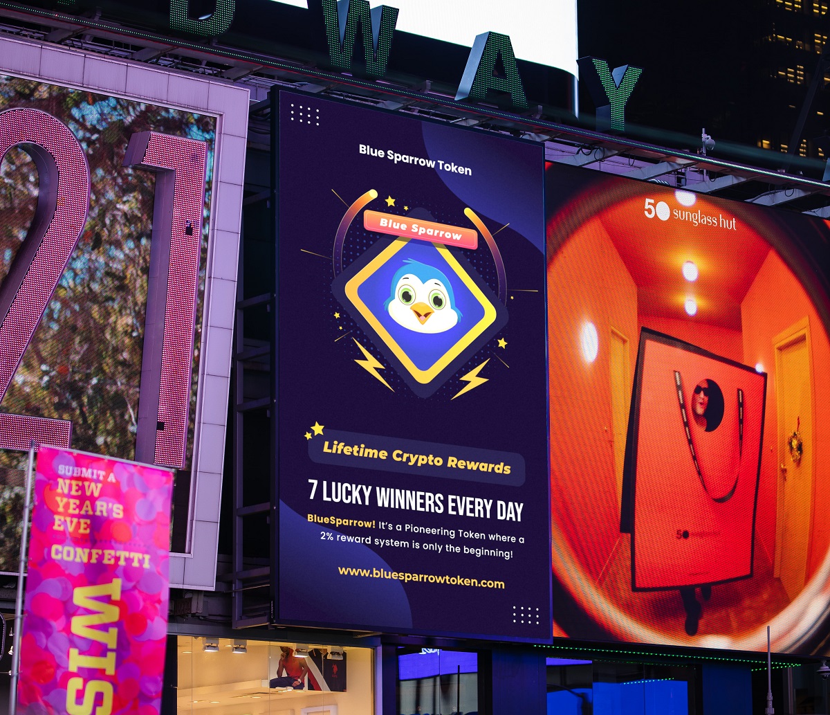 The BlueSparrow Token Hits Times Square NYC