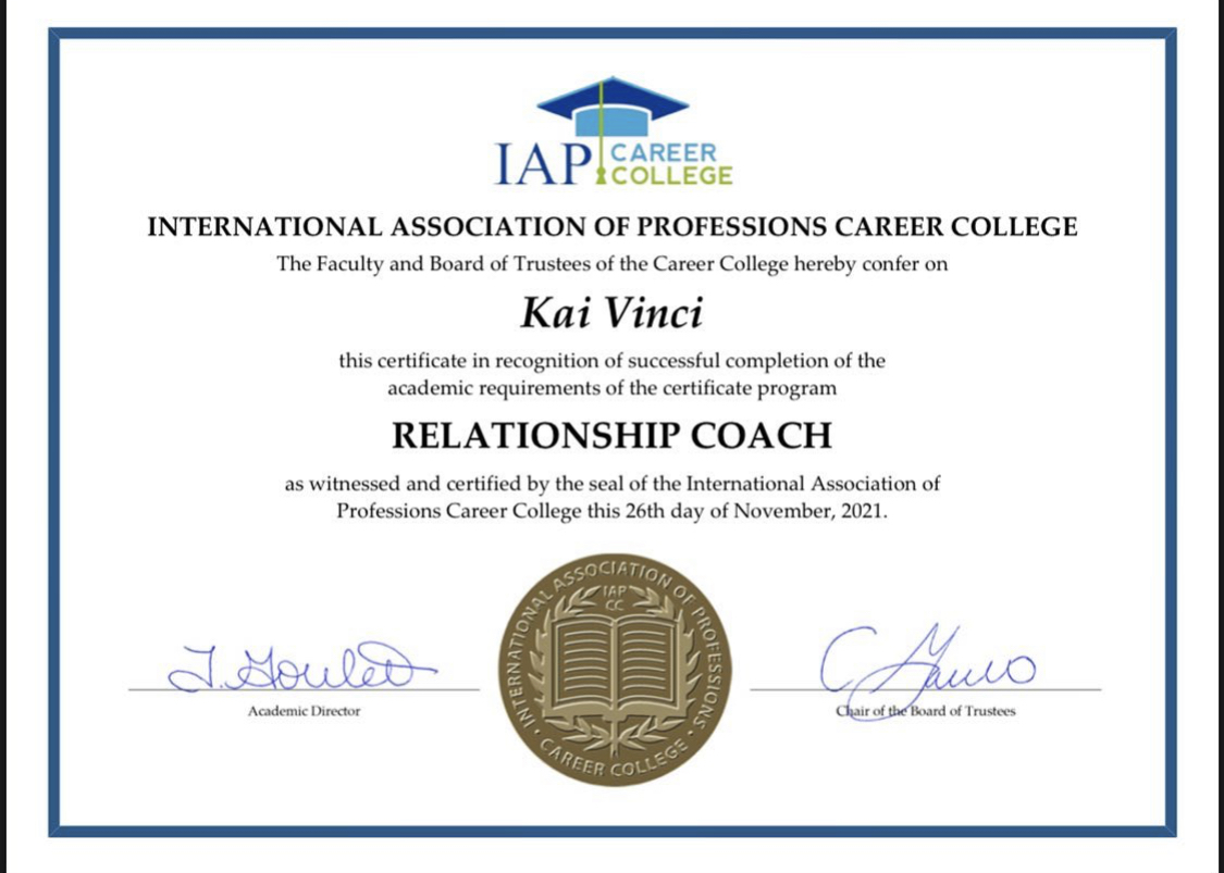 Certified Coach Kai Vinci Launches Relationship Coaching 1:1 Sessions For Men And Women