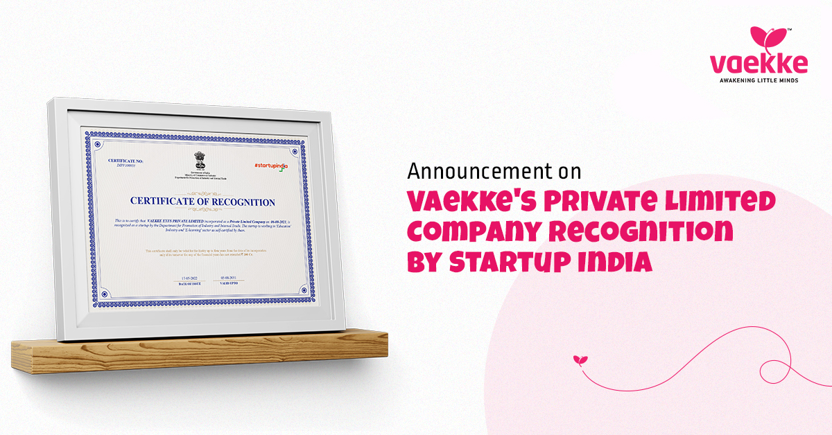 Announcement on Vaekke's Private Limited Company Recognition By Startup India