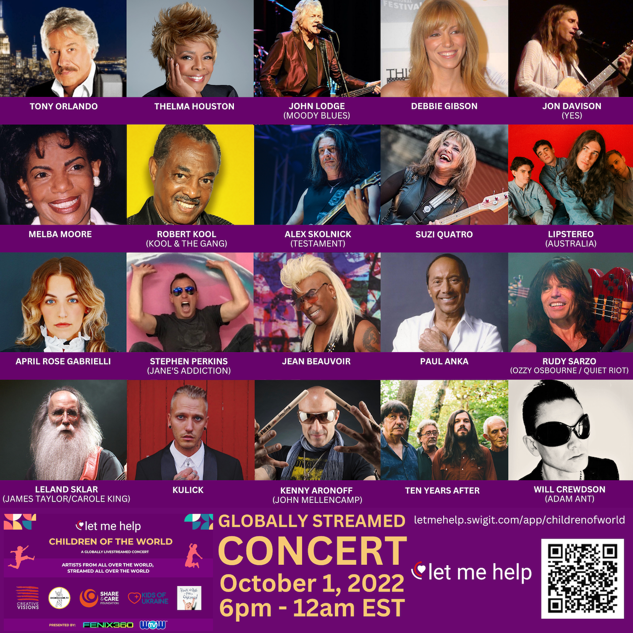 More Than 80 Superstars Join Let Me Help, Inc "Children of the World" Benefit Concert on October 1, 2022 in a Global Stream