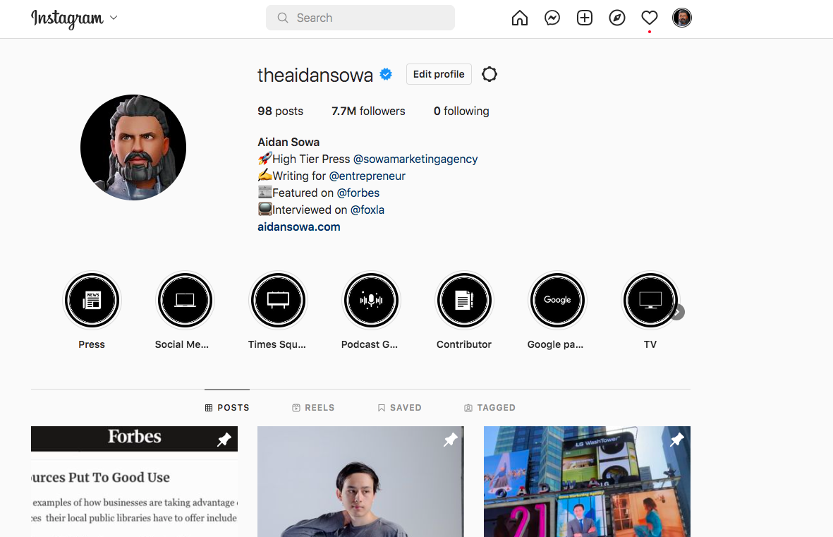 Aidan Sowa Instagram reaches over 7M followers