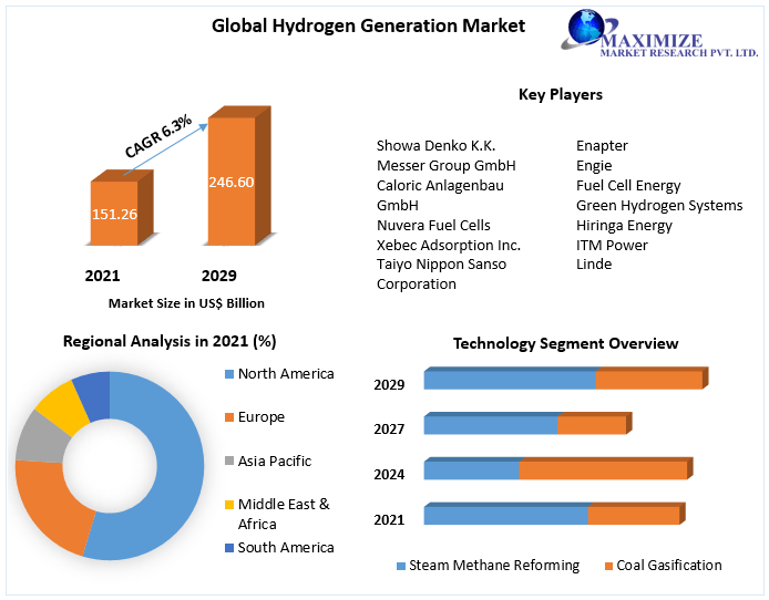 Hydrogen Generation Market worth USD 246.60 Bn. by 2029 Competitive Landscape, New Market Opportunities, Growth Hubs, Return on Investments