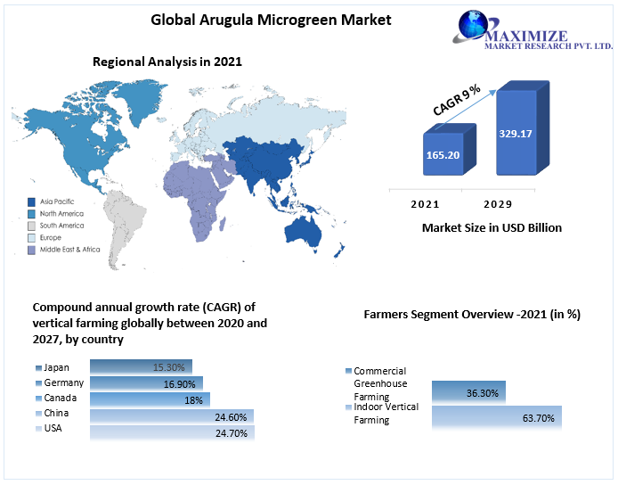 Arugula Microgreen Market’s Growth Opportunities worth USD 329.17 Billion by 2029 at 9 percent Research and Development, Returns on Investment and Growth Hubs