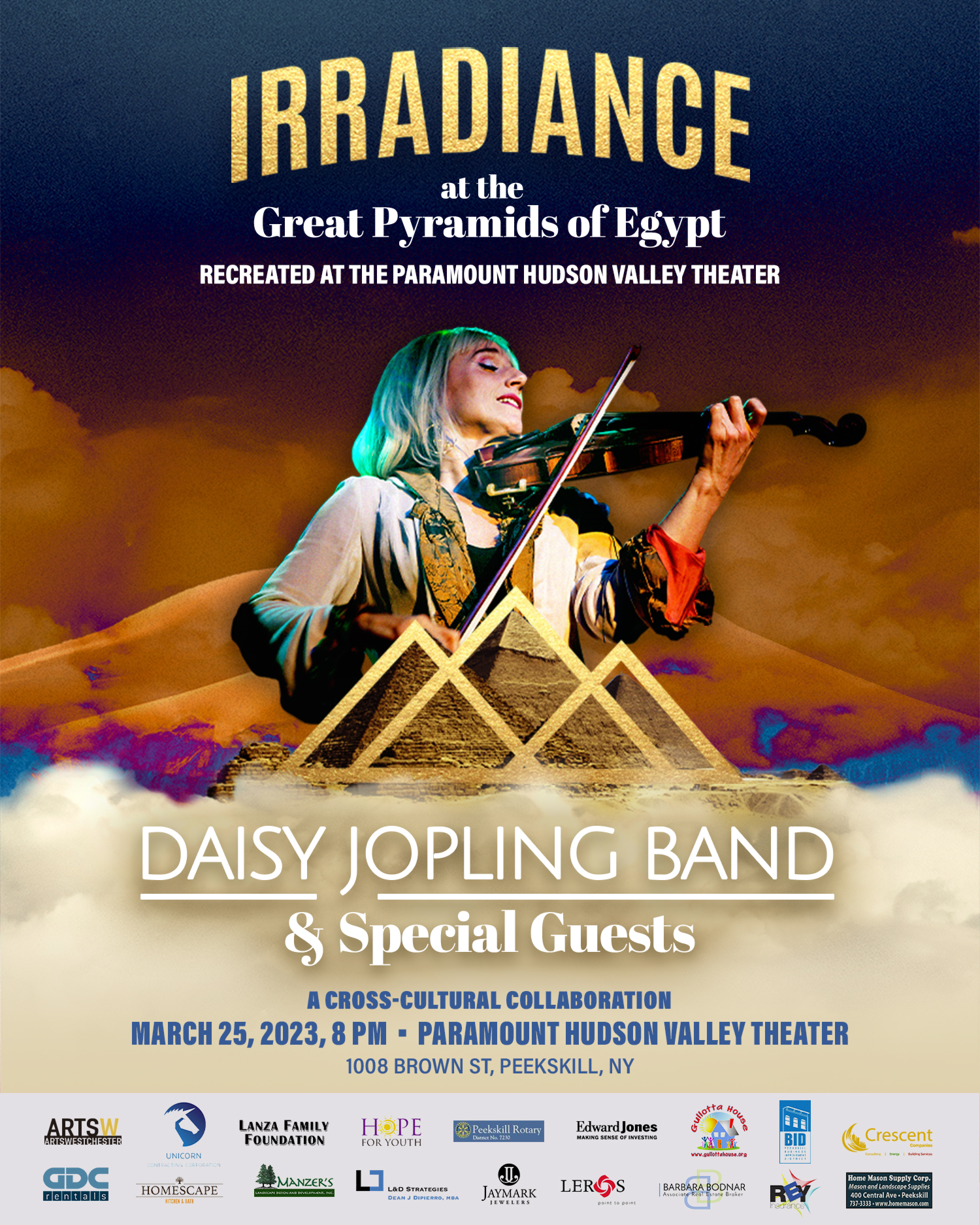 IRRADIANCE at the Great Pyramids of Egypt Recreated Featuring The Daisy Jopling Band March 25th, 2023 At the Paramount Hudson Valley Theater In Peekskill, NY 
