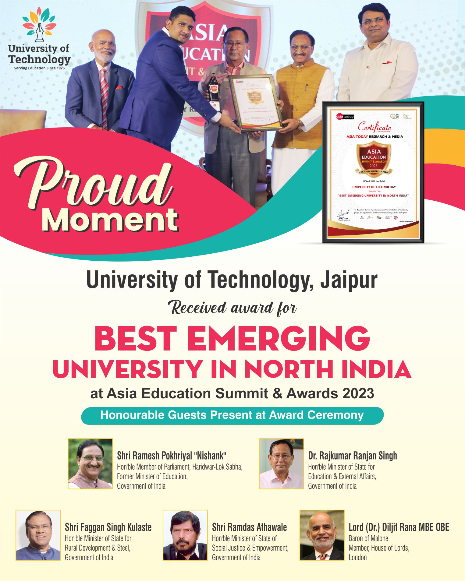 University of Technology Named Best Emerging University in North India