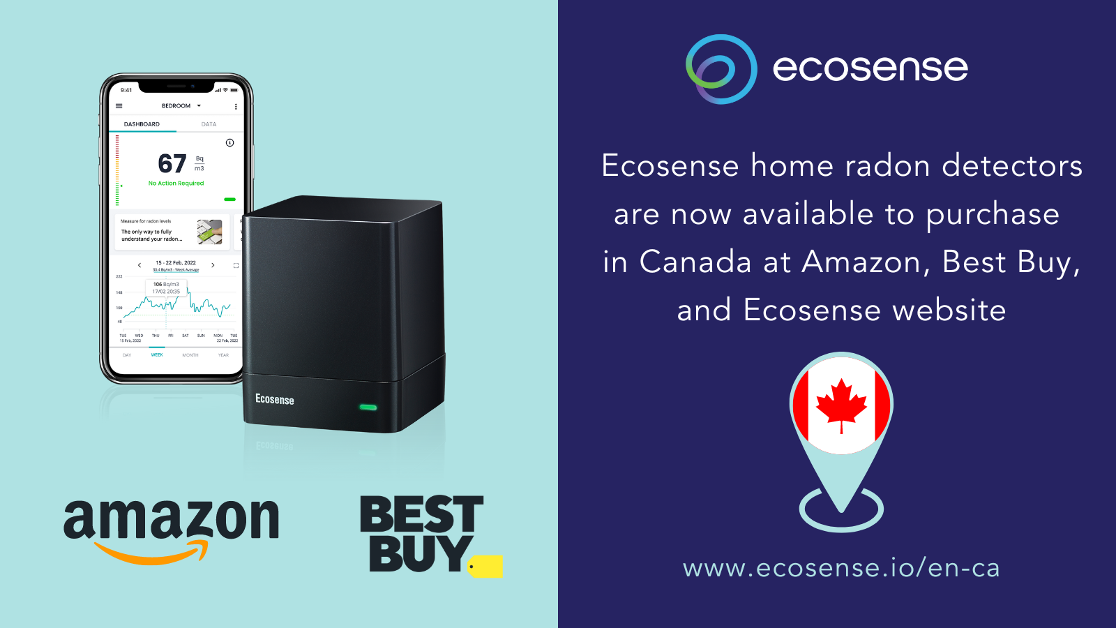 Ecosense’s Line of Innovative Radon Monitoring Devices is Now Available For Purchase in Canada through the company’s website, BestBuy and Amazon