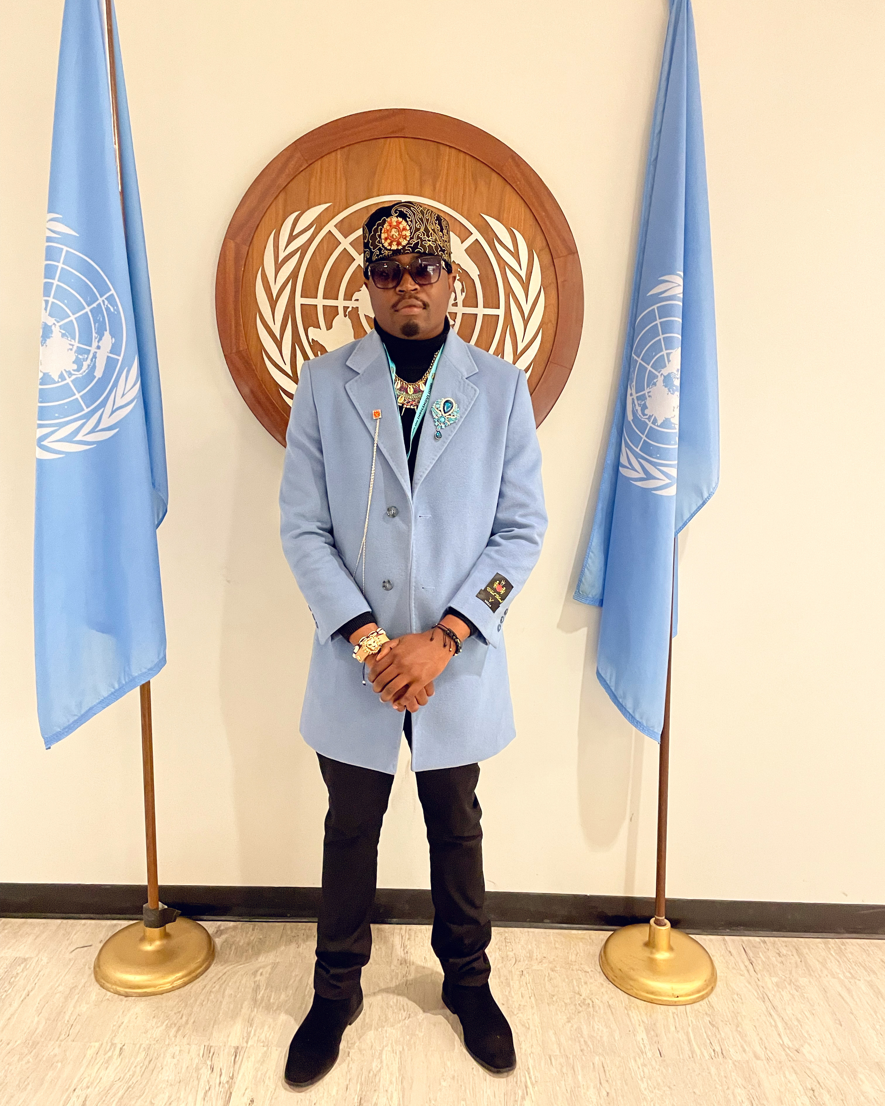 His Royal Highness King Arnold Kufulula President of the Crown Council of Bapindi Congo at United Nations Summit in New York.