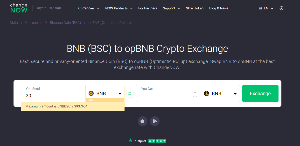 ChangeNOW Sets a Milestone: First Exchange to Integrate opBNB Swaps for 900+ Assets